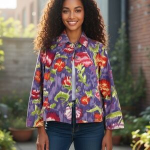 Coldwater Creek | Floral Print Blazer - 100% Cotton - Colorful